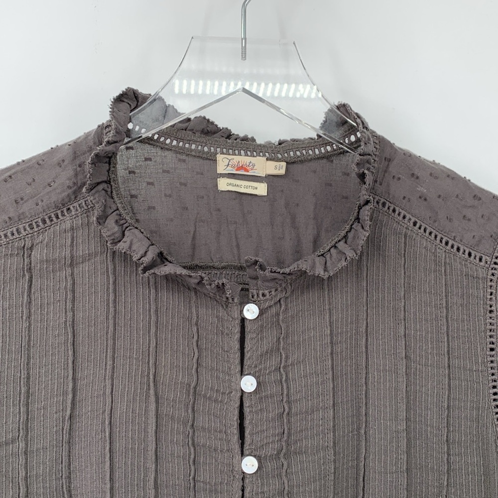 Faherty Dark Gray Button-Down Blouse - image 3
